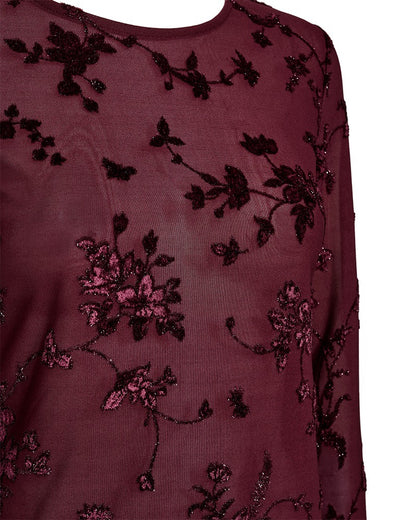 bordeaux rød mesh bluse Freequent FQBISKA-BLOUSE Port Royale