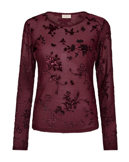 bordeaux rød mesh bluse Freequent FQBISKA-BLOUSE Port Royale