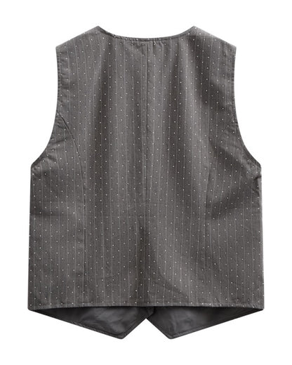grå vest med similisten. Freequent FQWIDY-WAISTCOAT Dark Grey Mel w Star Off-white