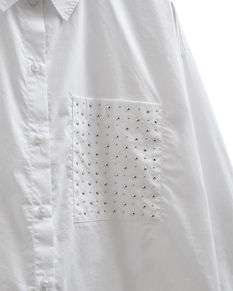 hvid skjorte med brystlomme med knitter. Freequent FQKAMILLE-SHIRT Bright white