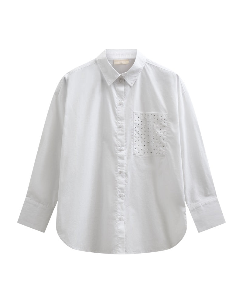 hvid skjorte med brystlomme med knitter. Freequent FQKAMILLE-SHIRT Bright white