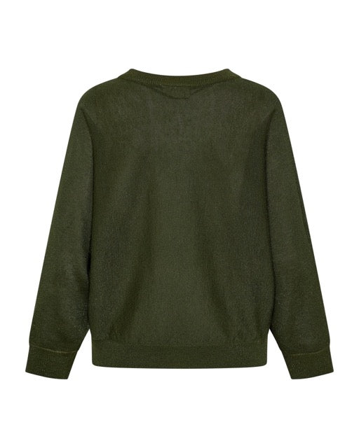 grøn strik med glimmereffekt. Freequent FQBETTY-PULLOVER Kombu Green