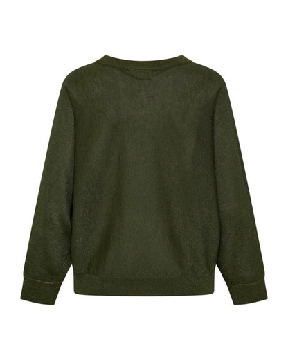 grøn strik med glimmereffekt. Freequent FQBETTY-PULLOVER Kombu Green