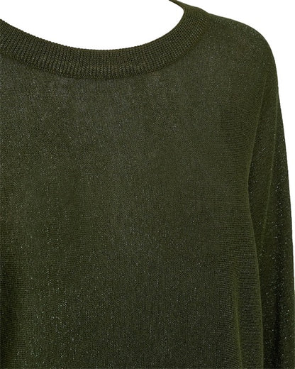 grøn strik med glimmereffekt. Freequent FQBETTY-PULLOVER Kombu Green
