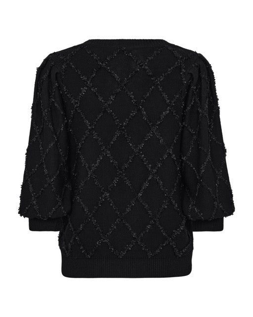 sort strik med strukturmønster. Freequent FQSAFRI-PULLOVER Black