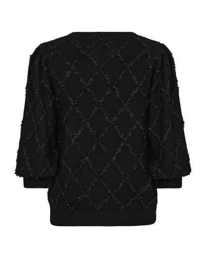sort strik med strukturmønster. Freequent FQSAFRI-PULLOVER Black