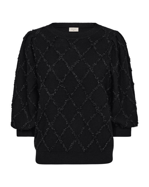 sort strik med strukturmønster. Freequent FQSAFRI-PULLOVER Black