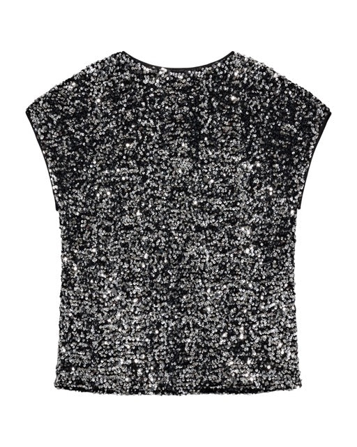 festtop med palietter. Freequent FQLUNE-BLOUSE Black w. Silver