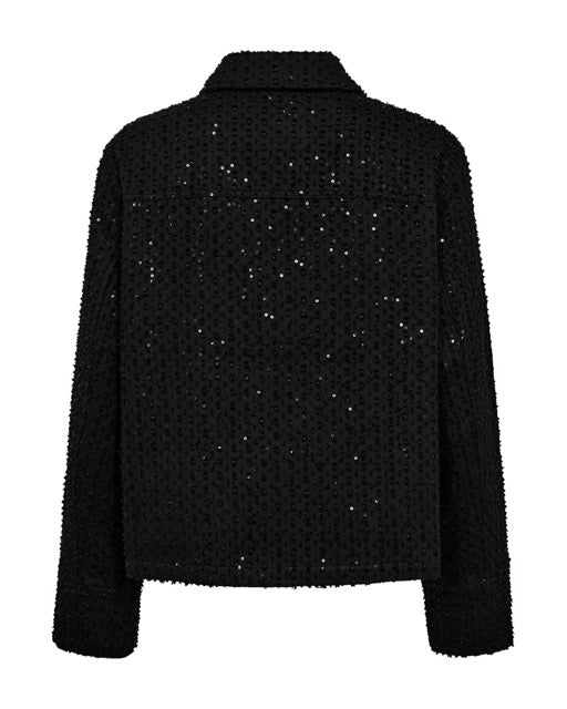glitrende kort sort jakke med pallietter. Freequent FQSHOW-JACKET Black