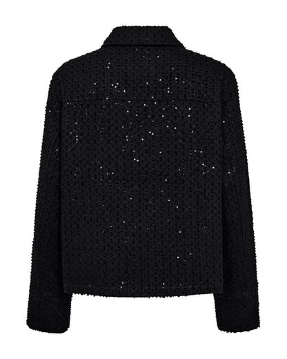 glitrende kort sort jakke med pallietter. Freequent FQSHOW-JACKET Black