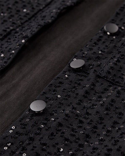 glitrende kort sort jakke med pallietter. Freequent FQSHOW-JACKET Black
