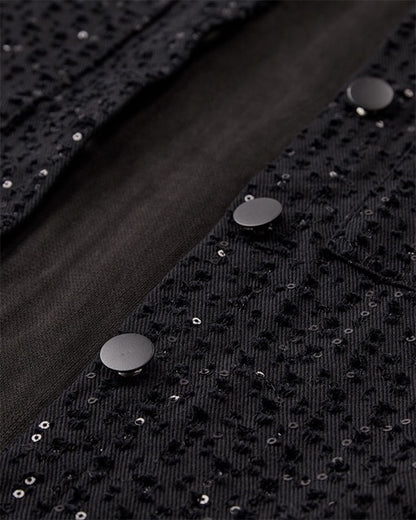 glitrende kort sort jakke med pallietter. Freequent FQSHOW-JACKET Black