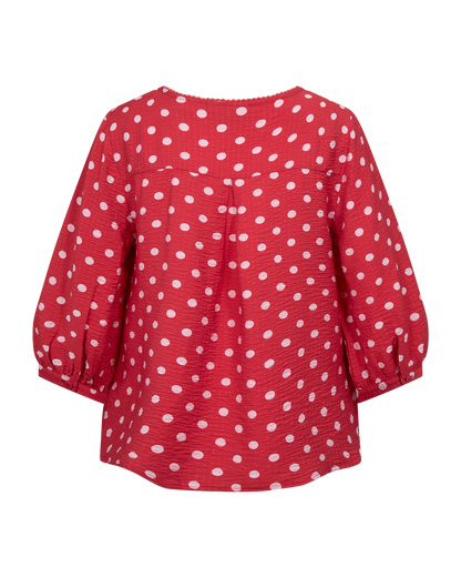 FQALMA-BLOUSE - TRUE RED W. SWEET LILAC