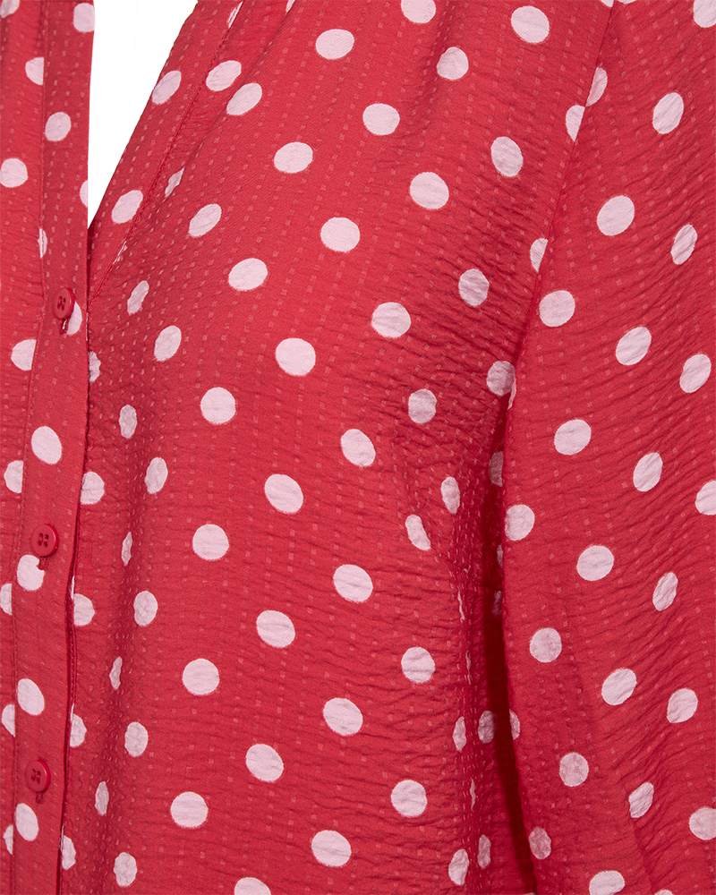 FQALMA-BLOUSE - TRUE RED W. SWEET LILAC