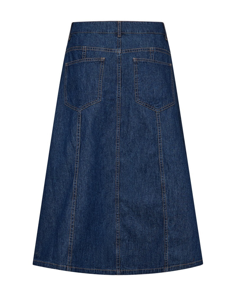 baglommer på blå denimnederdel mellemlang Freequent FQLISEA-SKIRT Medium Blue Denim
