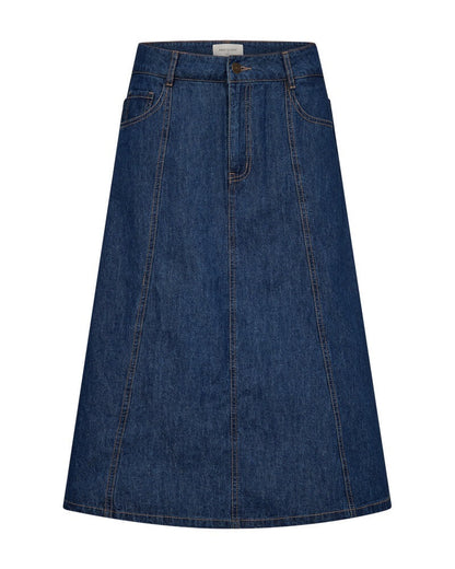 blå denimnederdel mellemlang Freequent FQLISEA-SKIRT Medium Blue Denim