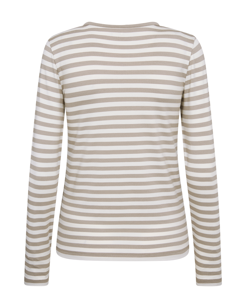 Freequent FQLIANA-TEE Bluse | Simply Taupe m. Stern Off-White