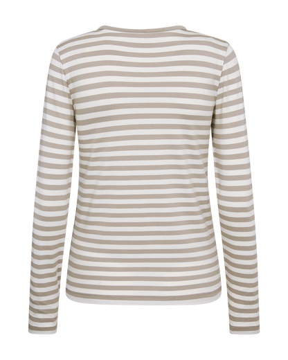 Freequent FQLIANA-TEE Bluse | Simply Taupe m. Stern Off-White