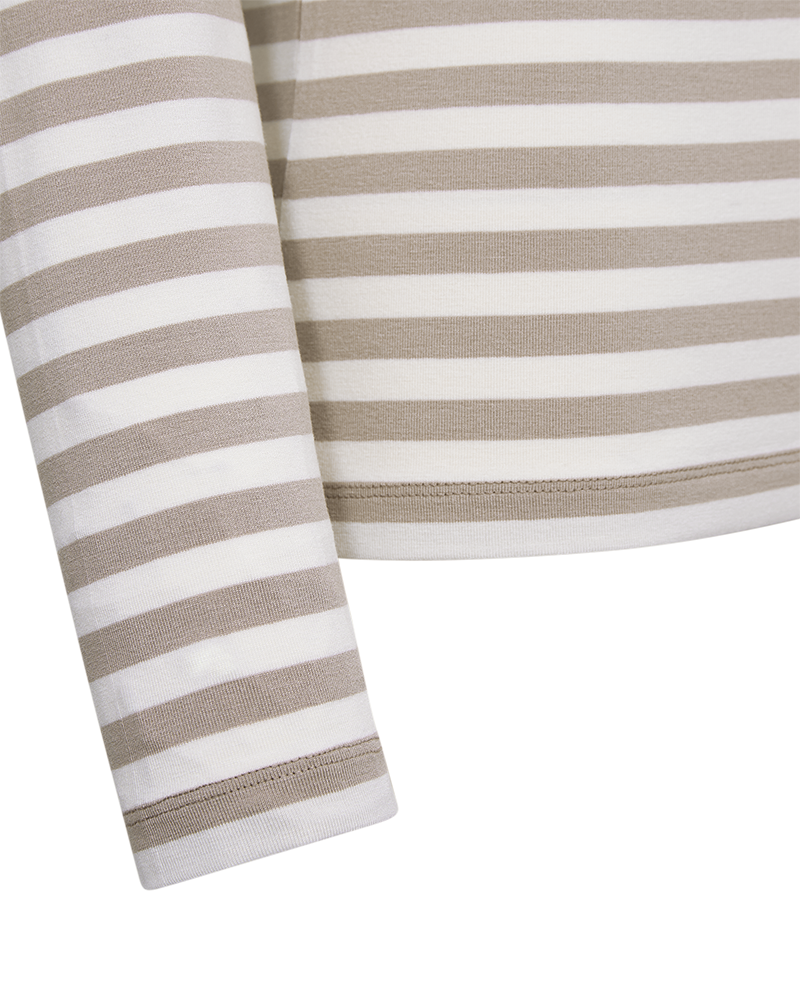 Freequent FQLIANA-TEE Bluse | Simply Taupe m. Stern Off-White