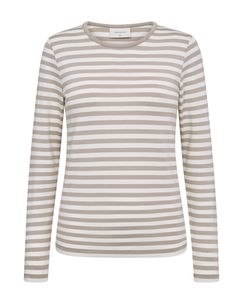 Freequent FQLIANA-TEE Bluse | Simply Taupe m. Stern Off-White