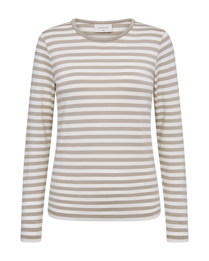 Freequent FQLIANA-TEE Bluse | Simply Taupe m. Stern Off-White