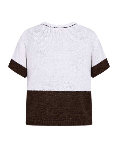 Freequent - FQESTAPPER-PULLOVER - Brilliant White w. Coffee Bean