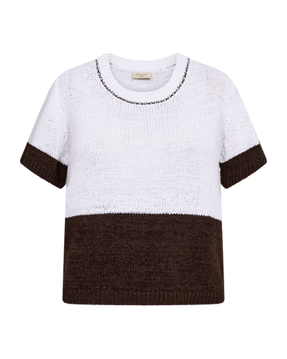 Freequent - FQESTAPPER-PULLOVER - Brilliant White w. Coffee Bean