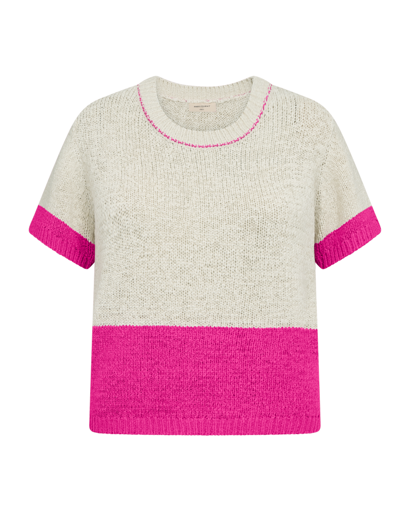 Freequent - FQESTAPPER-PULLOVER - Moonbeam w. Fuchsia Purple