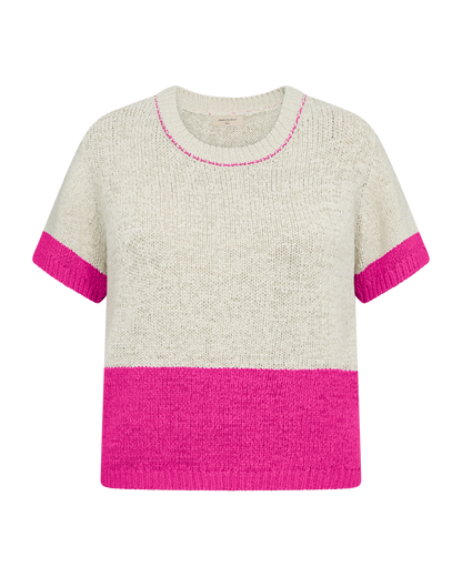 Freequent - FQESTAPPER-PULLOVER - Moonbeam w. Fuchsia Purple