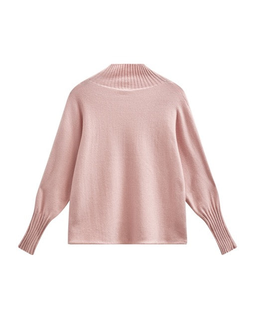 striktrøje med høj krave. Freequent FQVISIT-PULLOVER Pale Mauve