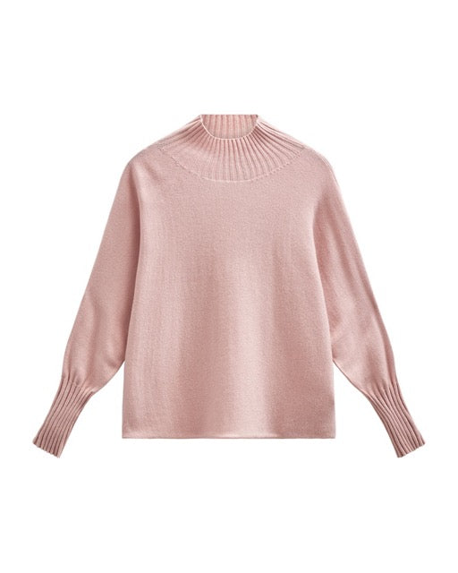striktrøje med høj krave. Freequent FQVISIT-PULLOVER Pale Mauve