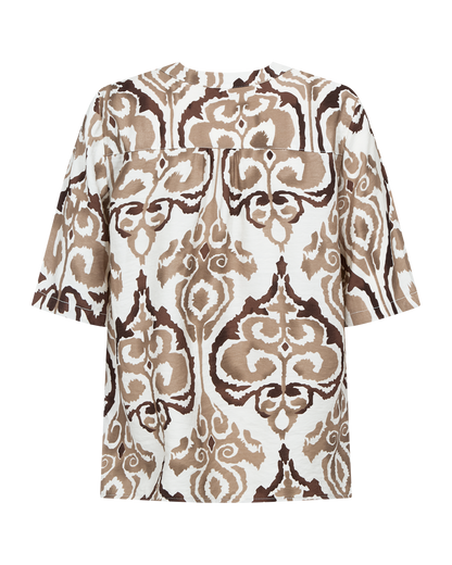 FQESVESPA-BLUSE – DESERT TAUPE MIT STERN OFF-WHITE