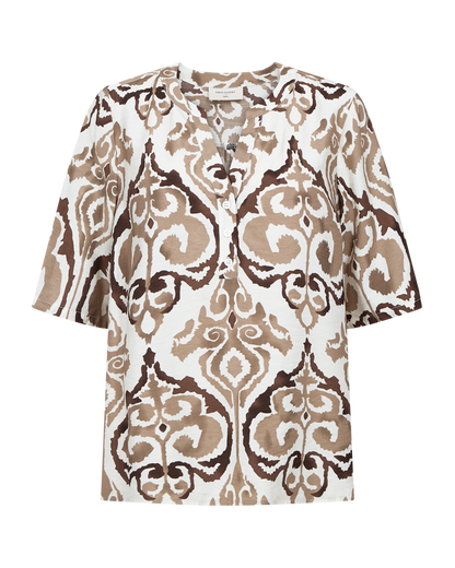 FQESVESPA-BLUSE – DESERT TAUPE MIT STERN OFF-WHITE
