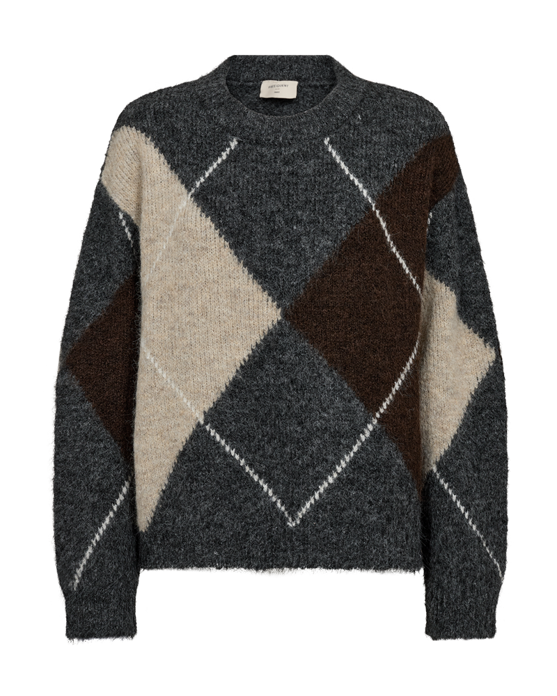 Freequent - FQGRSLULU-PULLOVER - Dark Grey Ml w. Oyster Grey Ml