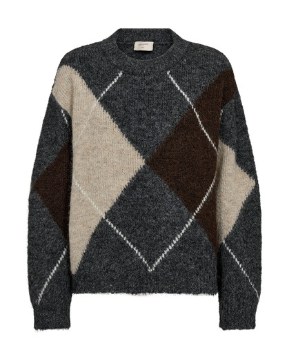 Freequent - FQGRSLULU-PULLOVER - Dark Grey Ml w. Oyster Grey Ml