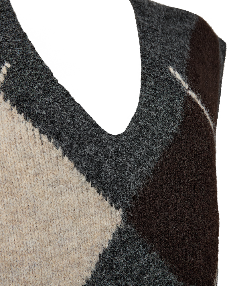 Freequent - FQGRSLULU-WAISTCOAT - Dark Grey Ml w. Oyster Grey Ml