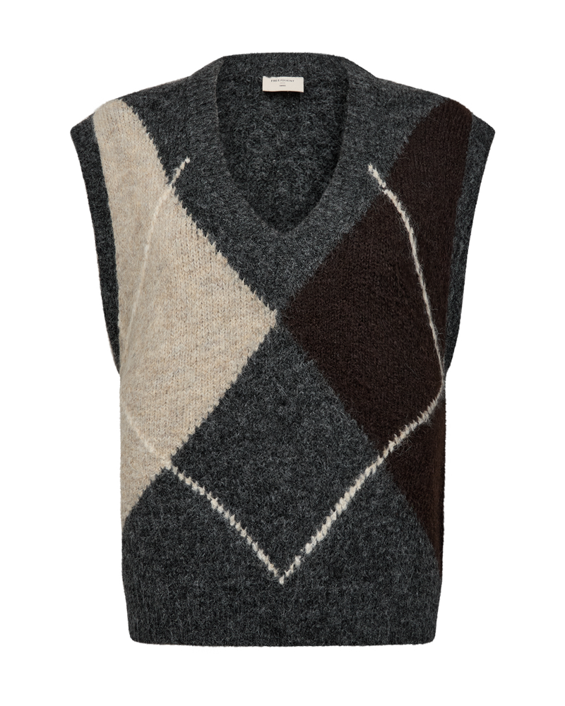 Freequent - FQGRSLULU-WAISTCOAT - Dark Grey Ml w. Oyster Grey Ml