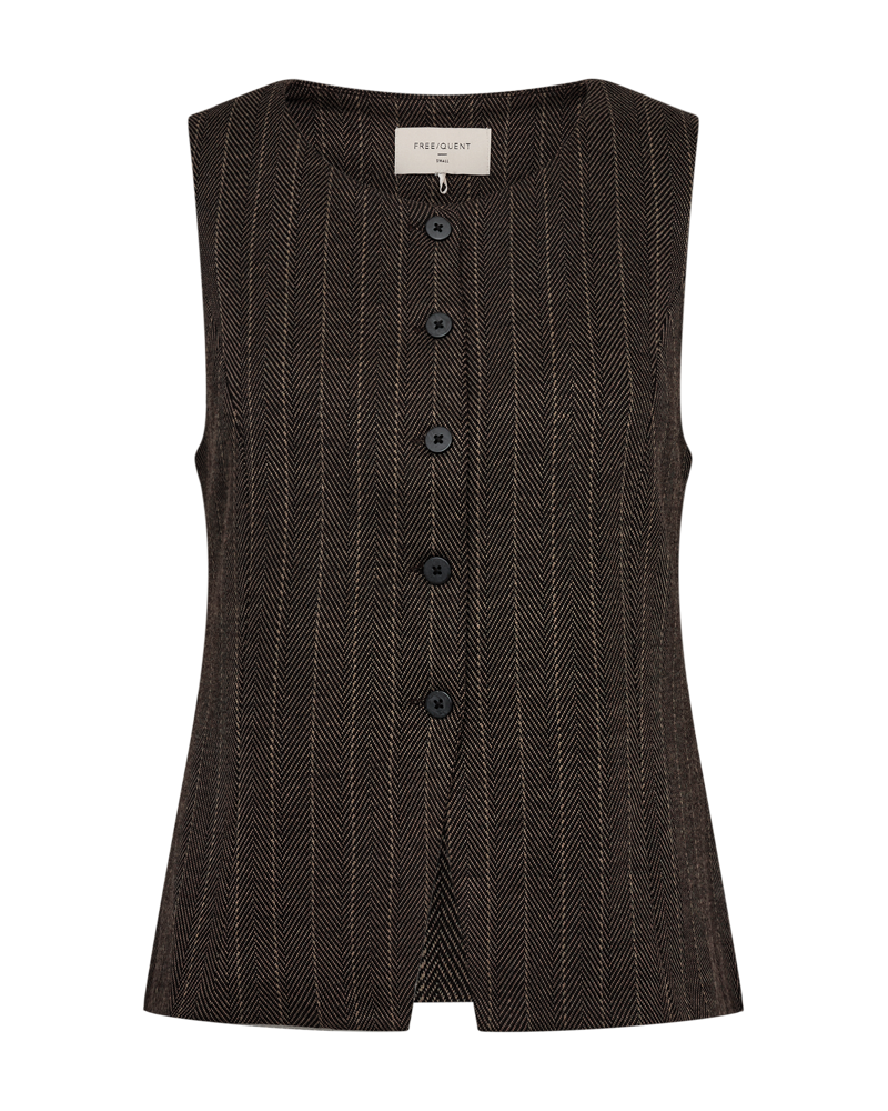 Freequent - FQBONNIE-WAISTCOAT - Desert Taupe w. Black