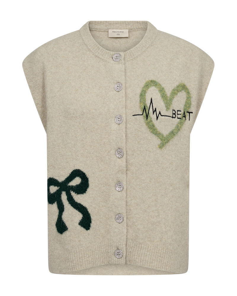 Freequent - FQNOMAS-VEST - Oyster Gr Ml w Deep Forest Ml