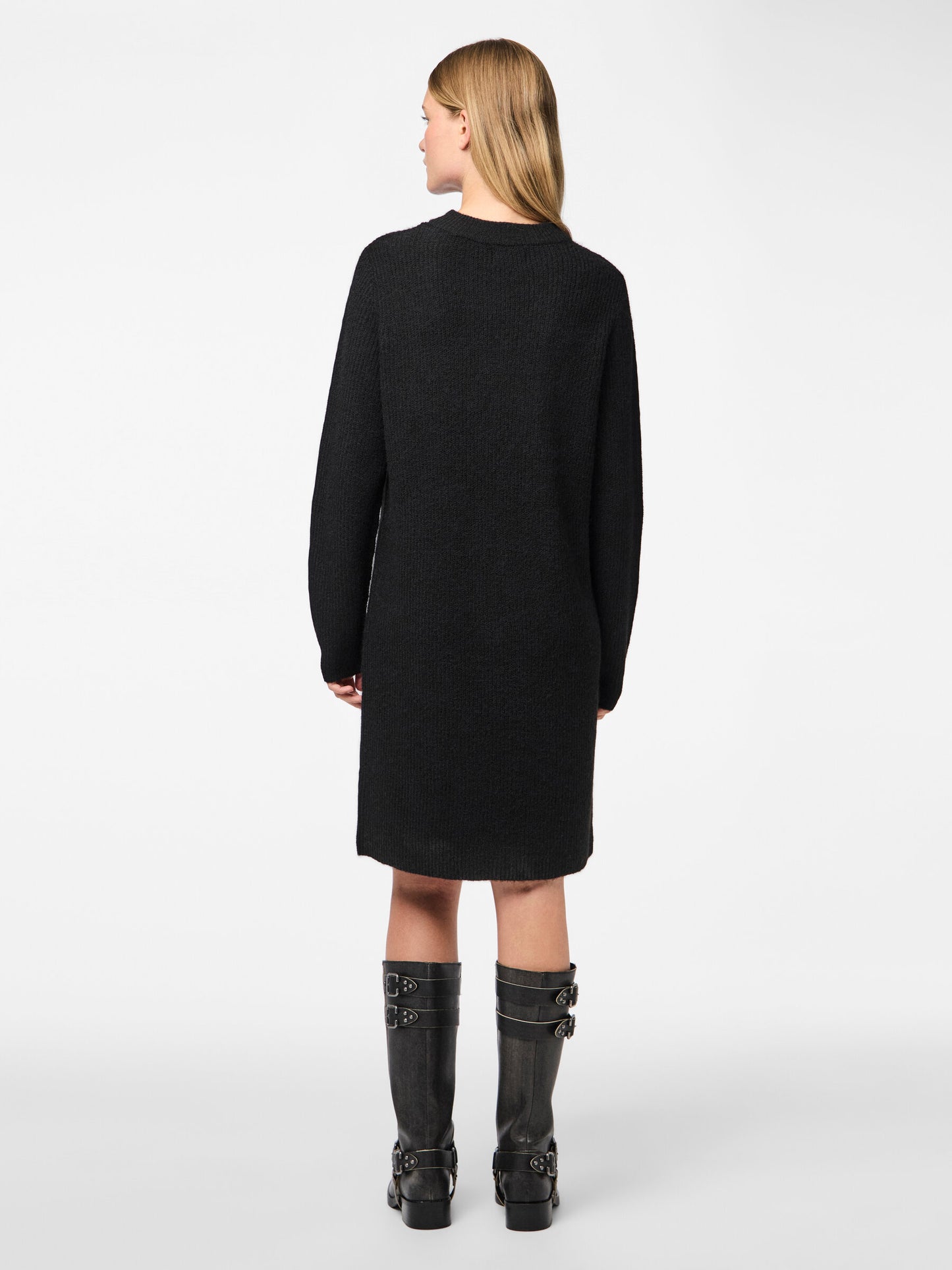 PIECES PCELLEN LS O-NECK KNIT DRESS | Black