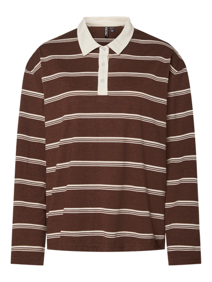 PIECES  PCSADIE LS POLO TOP JRS D2D | Chicory Coffee Cloud dancer