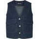 Blå denim vest PIECES PCFABIA SL V-NECK DENIM VEST D2D FSY Dark Blue