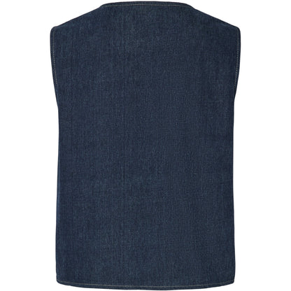 PIECES PCFABIA V-NECK DENIM VEST | Dark Blue