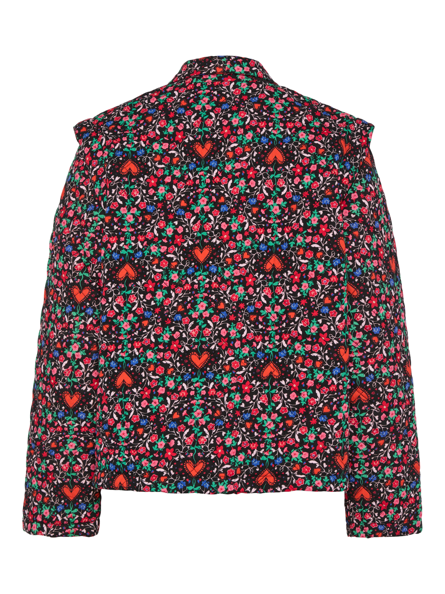PIECES Black Ditsy flower heart Jacket PCSAROLINE SHORT PRINTED JACKET