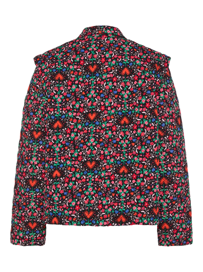 PIECES Black Ditsy flower heart Jacket PCSAROLINE SHORT PRINTED JACKET