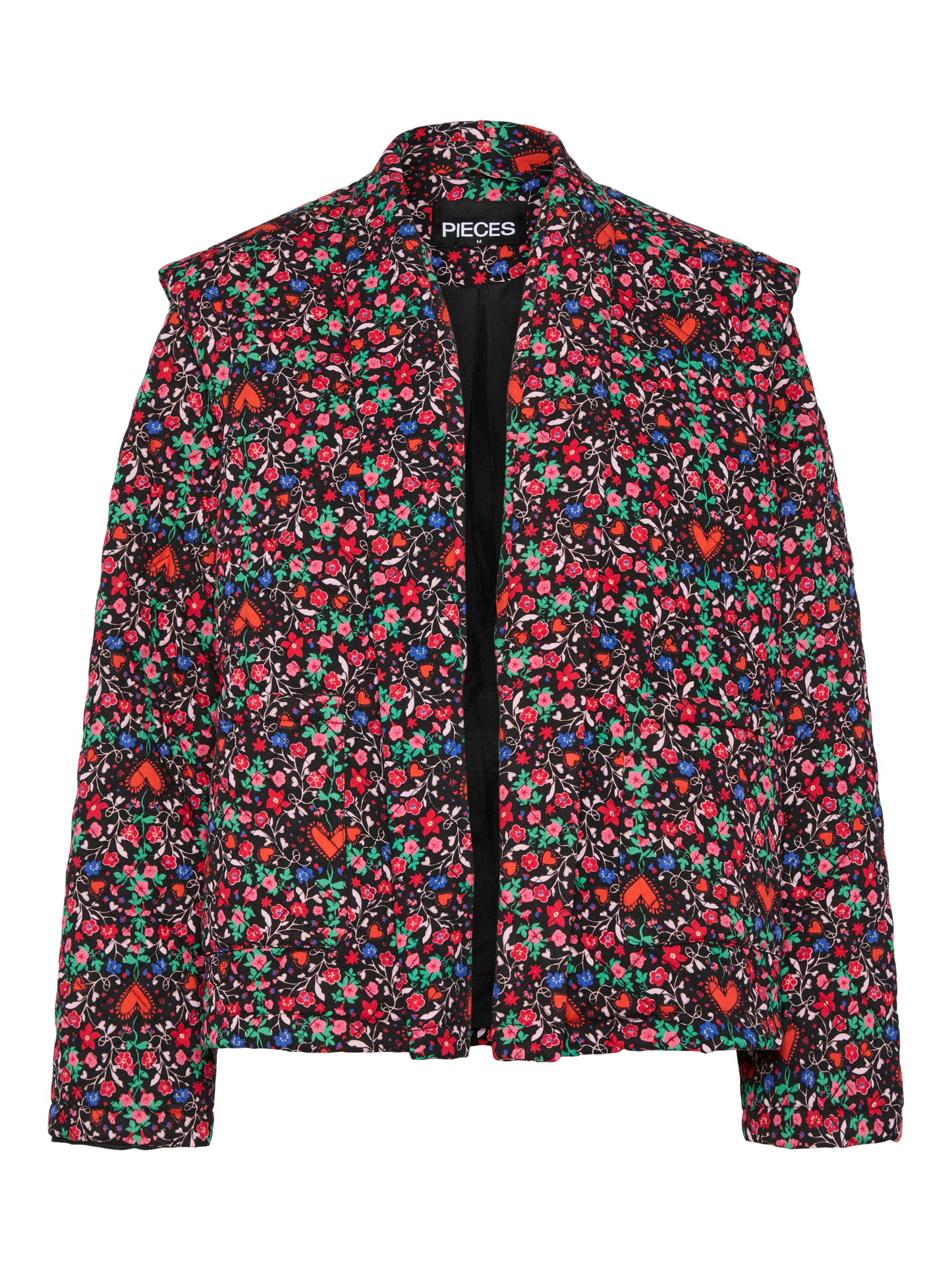 PIECES Black Ditsy flower heart Jacket PCSAROLINE SHORT PRINTED JACKET
