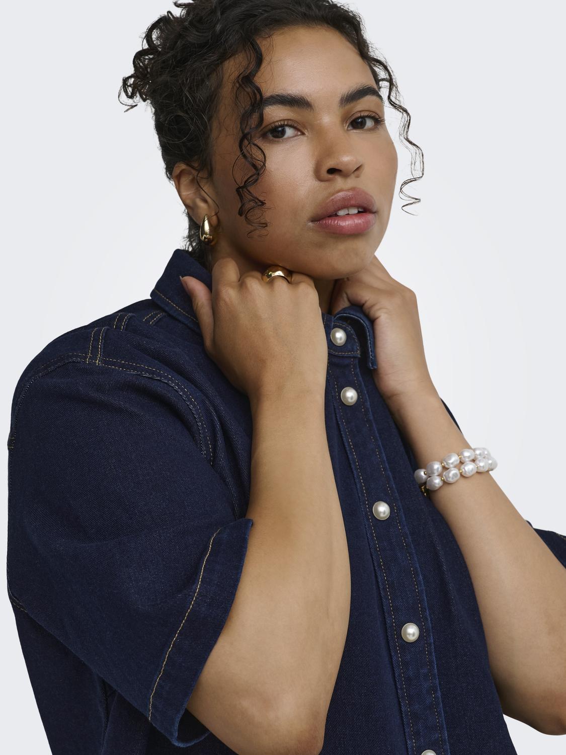 Only Carmakoma - Deline - Kort Kjole - Dark Blue Denim