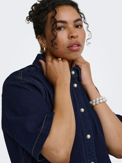 Only Carmakoma - Deline - Kort Kjole - Dark Blue Denim