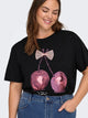 sort t-shirt med print. ONLY Carmakoma CARKITA Tee Black cherry bow