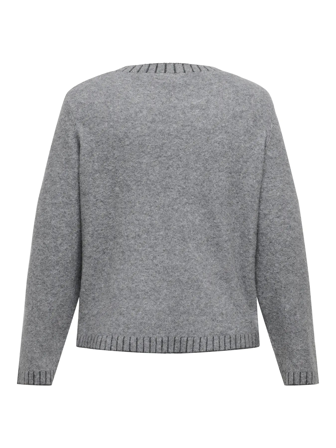 ryggen af grå strik med ribkanter ONLY Carmakoma CARFINA Knit Grey